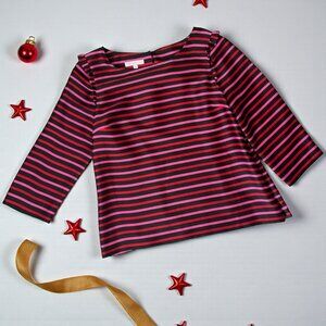 RSVP by Talbots striped blouse w/shoulder ruffle
